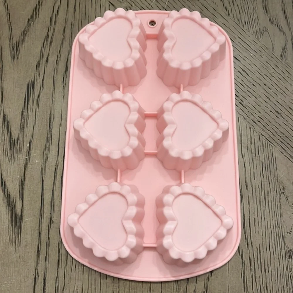 Silicone Heart Shaped Baking Mold Pink